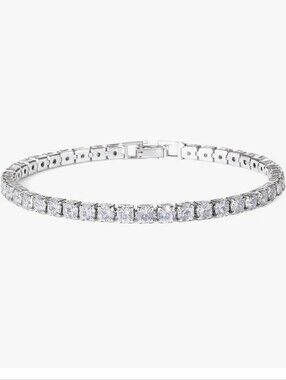 Diamond Cut Tennis Bracelet 4mm Diamond-Cut Stones, Platinum Plated